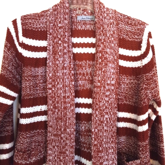 Jason Maxwell open cardigan size petite M striped front pockets - Picture 1 of 9